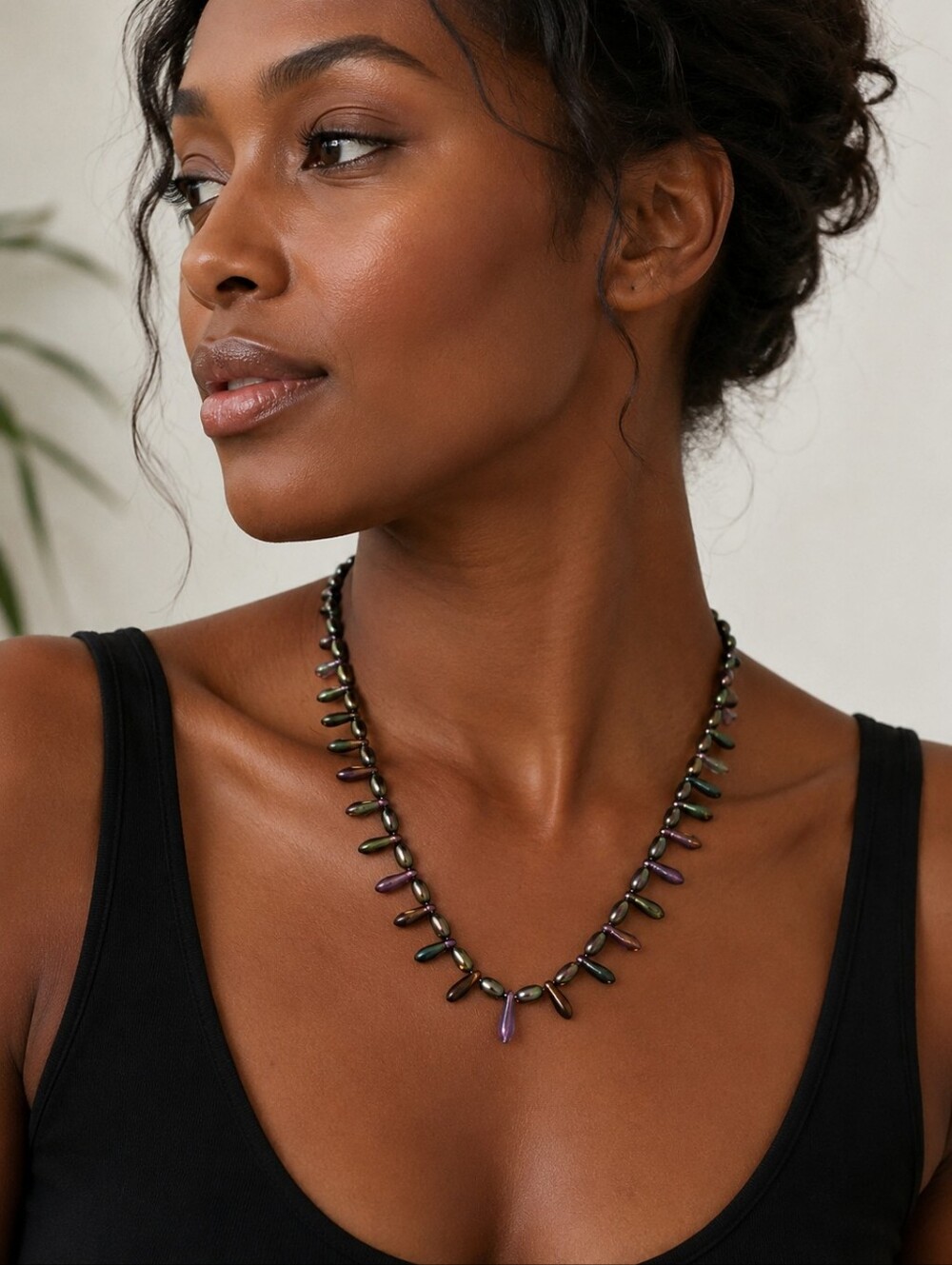Iridescent Multicolor Teardrop Necklace -